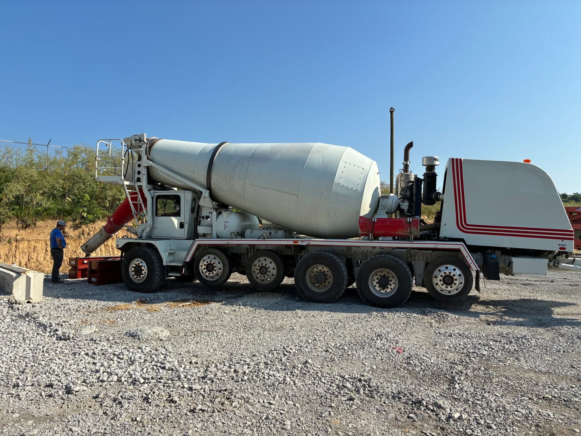 White and red Kelley Ready Mix ready-mix concrete mixer truck, Batavia, OH